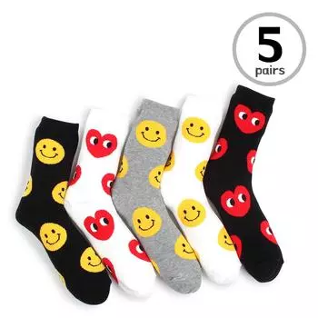 Носки Funny Big Smiley Heart Icon (Crew, 5 пар) BS15 23cm - 26cm