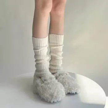 Носки-гетры, женские осенние и зимние теплые вязаные чехлы для ног Loli Kawaii, милые однотонные чулки, женские чулки 40cm