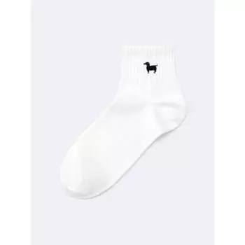 Носки Gu By Uniqlo с вышивкой 01 OFF WHITE/2527cm