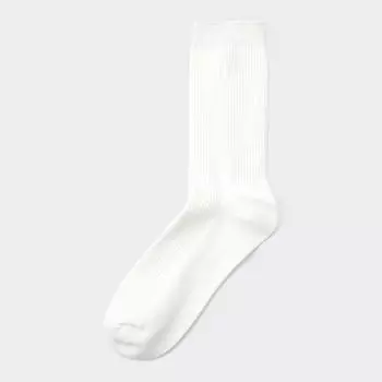 Носки GU by Uniqlo в рубчик+E 01 OFF WHITE/ONE SIZE