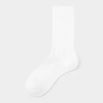 Носки GU by Uniqlo в рубчик с круглым вырезом 01 OFF WHITE/ONE SIZE