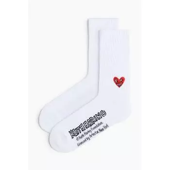 Носки HM Design белые keitH Haring 3739