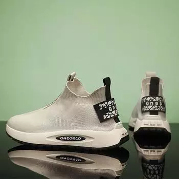 Носки и обувь мужские новинки 2025 года, повседневные туфли для пап с одной педалью, сетчатая ткань, не стесняющая движения ног, спортивные кроссовки для бега 39 абрикосовый