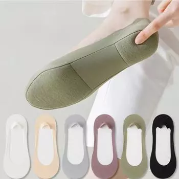 Носки Ice Silk Boat для женщин с толстой губчатой подошвой, впитывающие пот, противоскользящие, силиконовые, невидимые носки на высоком каблуке One size белый