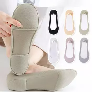 Носки Ice Silk Boat Socks для женщин, тонкие невидимые носки, хлопковые носки с дезодорантом, женские носки с губкой, защищающие от падения пятки one size чёрный
