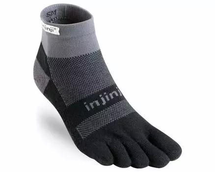 Носки Injinji Mini Crew с пальцами для бега среднего веса S, черные (Инджинджи) Мужской