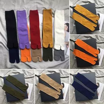 Носки из чесаного хлопка с раздельным носком унисекс, простые удобные носки с двумя носками, японские мужские и женские носки в стиле Харадзюку чёрный