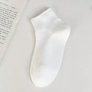 Носки из чистого хлопка, Женские летние тонкие носки-лодочки, Женские полностью хлопковые влагопоглощающие свободные короткие хлопковые носки 1 pair чистый белый