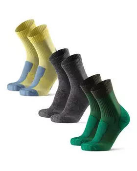 Носки из мериносовой шерсти Light Crew Socks Mountain, 1 пара, комплект, зеленый, желтый, 3 [DANISH ENDURANCE] [Антибактериальные, дышащие, нескользящие, резиновые, осень, зима, теплые,