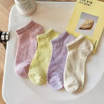 Носки из пряжи Dopamine Point, детские носки-лодочки, универсальные спортивные носки в стиле колледжа Tide, неглубокие носки One Size розовый