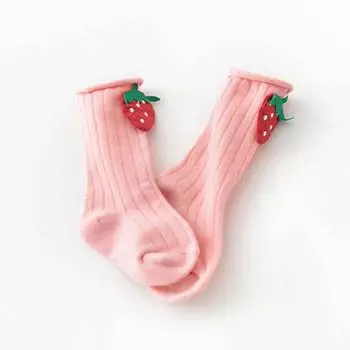 Носки Joy Multi Infant s Wide-eyed Strawberry Fried Egg в рубчик, корейские детские товары
