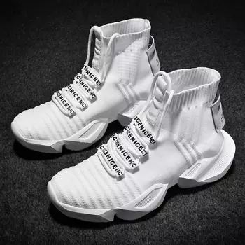 Носки, кроссовки, мужская дышащая спортивная обувь с вязаным верхом, ботинки-носки, мужская обувь, высокие кроссовки для мужчин, Zapatillas De Deporte 39 чёрный