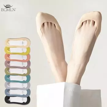 Носки-лодочки для женщин, защита пальцев ног, невидимые носки Ice Silk, тонкие силиконовые нескользящие носки для ног с защитой от износа one size чёрный