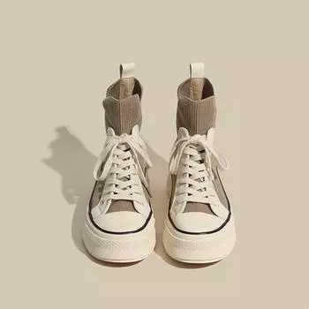 Носки Модные и удобные женские весенние и осенние вязаные толстые однотонные эластичные носки Ботинки Ботинки на плоской подошве Повседневные ботинки 35