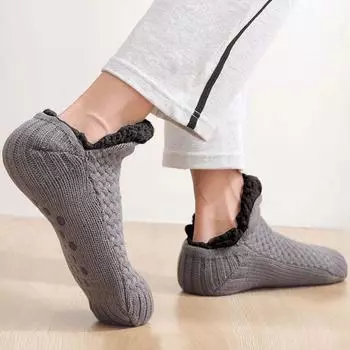 Носки нескользящие хлопковые мужские и женские носки-тапочки унисекс носки домашние спальные носки домашние термоноски grey-35-39(24cm)