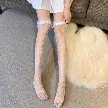 Носки Nightlife с объемным кружевом, сексуальные сетчатые носки с кружевом, чулки, соблазнительные сетчатые носки, носки с распределением по ногам Нет. 3 one size fits all белый