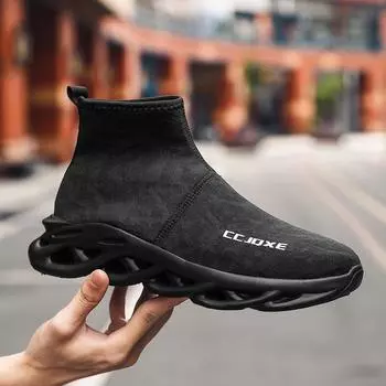 Носки, обувь для мужчин, черные кроссовки, легкие дышащие женские кроссовки для бега, обувь для улицы на платформе с высоким верхом, мужская обувь, новая спортивная обувь унисекс 40 зелёный