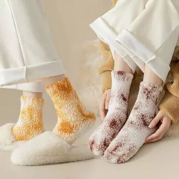 Носки осень зима полиэстер женские носки одежда аксессуары корейский стиль носки средней длины чёрный