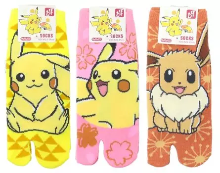 Носки Pocket Monster Tabi Socks 3 Pattern Set Pikachu Yellow Petal Pink Modern Small Planet Womens (Современный Иви) жёлтый