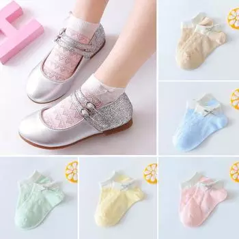 Носки принцессы для новорожденных девочек, летние тонкие детские носки с оборками, мягкие хлопковые короткие носки для новорожденных