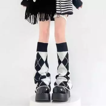 Носки Retro Hot Girl Pile Socks Wide Leg Socks Двусторонние носки One Size чёрный
