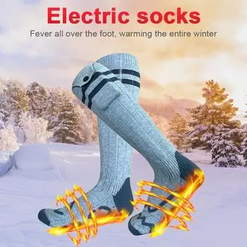 Носки с электрообогревом, аккумуляторная батарея, зимние термоизоляционные носки для всей стопы, для мужчин и женщин, для занятий спортом на открытом воздухе, кемпинга чёрный