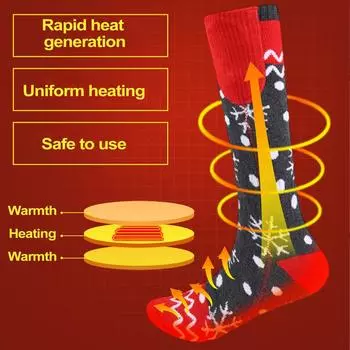 Носки с электрообогревом, зимние теплые носки с подогревом, теплые носки, работающие от аккумулятора, носки для ботинок на батарейках для мужчин и женщин, для катания на лыжах на открытом воздухе красный