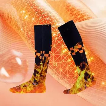 Носки с электроподогревом Носки с электроподогревом со встроенными нагревательными панелями Носки для катания на лыжах Теплые зимние носки для кемпинга Пешие прогулки чёрный