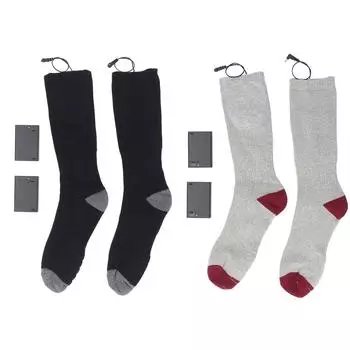 Носки с электроподогревом, работающие от батареек, удобные хлопковые носки для зимних путешествий, кемпинга, велоспорта Gray