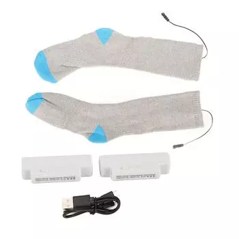 Носки с электроподогревом, термоноски с аккумуляторным подогревом, теплые хлопковые носки для улицы, зимние синий/серый