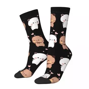 Носки с изображением медведя и панды Bubu Dudu Balloon, винтажные чулки, зимние нескользящие мужские носки, теплые мягкие носки с узором для бега One Size
