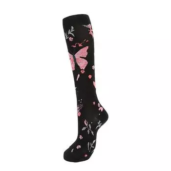 Носки с компрессионным эффектом Носки для упражнений с цветком-бабочкой Эластичные носки Носки для ног Высокие носки Носки для голени S/M