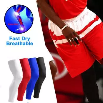 Носки с компрессионным рукавом для ног, полные носки с поддержкой по колено Для игры в баскетбол 1 шт. Обезболивание L чёрный