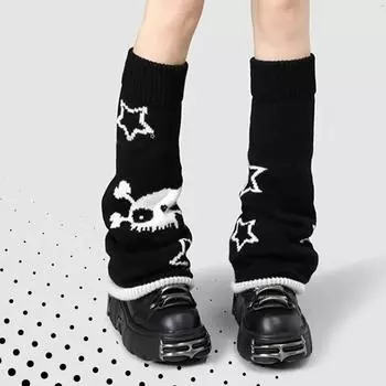 Носки с ковбойским принтом, тонкие, черные, с ворсом, в паре с маленькими кожаными туфлями и носками средней длины для женщин One Size чёрный