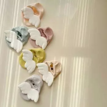 Носки с крыльями ангела для мальчиков, эластичные хлопковые однотонные носки для новорожденных, весенне-летние нескользящие носки для девочек с низким вырезом S