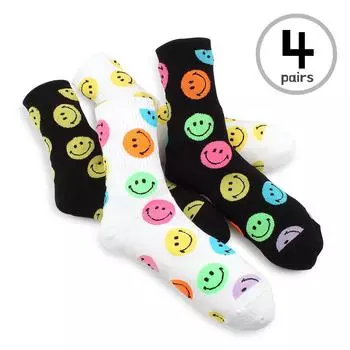 Носки с неоновым улыбающимся принтом (Crew 4Pairs) OF14 23cm - 26cm