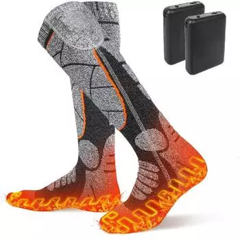 Носки с подогревом, перезаряжаемые 5 В 5000 мАч, носки с подогревом на батарейках с 3 уровнями подогрева для катания на лыжах, коньках, походов, прогулок, рыбалки, езды на велосипеде, езды на мотоцикле A