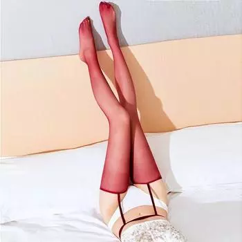 носки с подвязками из масла бордовые сексуальные выше колена соблазнительные чулки секс спандекс носки знаменитостей из Интернета Douyin взрыв фото носки one size fits all бордовый