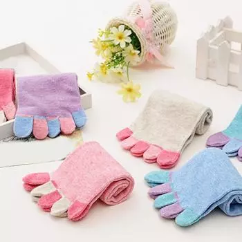 Носки с пятью пальцами Креативные Разделенные пальцы Противоусадочные Дышащий Осень Весна Повседневные One Size синий