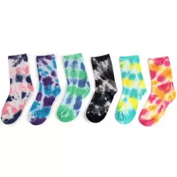 Носки с принтом тай-дай, модные носки-трубы для мужчин и женщин, персонализированные носки в уличном стиле в японском стиле, модные носки для пар One Size неоновый жёлтый