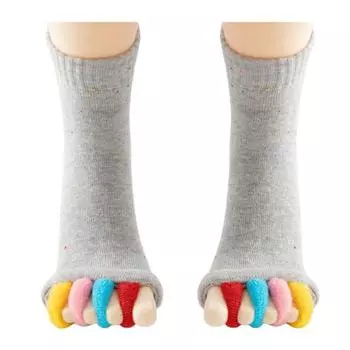 Носки с разделителями для пальцев для мужчин и женщин, носки с пятью разделителями для пальцев, носки для йоги, для спорта, тренажерного зала, здоровья, массажа, носки для выравнивания стопы серый