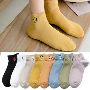 Носки с рисунком кавайи для женщин, симпатичные комплекты, забавные носки, забавные, конфетные цвета, Calcetines для девочек, осень-зима 1pair белый