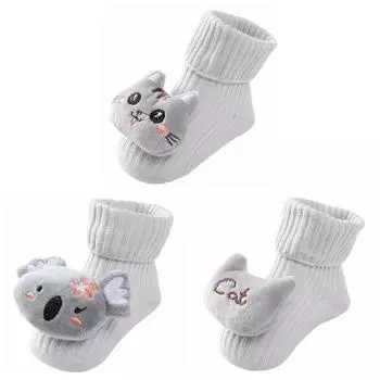 Носки с рисунком животных для маленьких девочек и мальчиков, осенне-зимние носки, хлопковые носки для детей 0–1 года