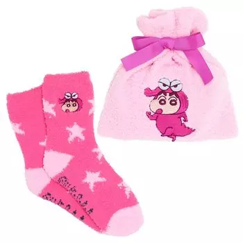 Носки Small Planet Crayon Fluffy в сумке на шнурке Waniyama 095927 Зимний подарок Shin-chan Женские Shin-chan