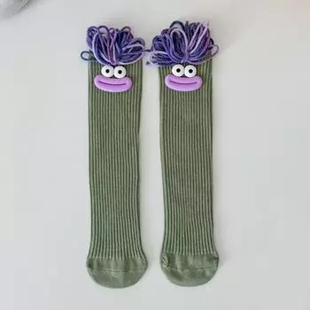 Носки средней длины для девочек с цветными косичками в виде большого рта, забавные длинные носки, милые носки средней длины One Size