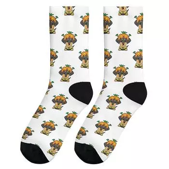 Носки средней длины с принтом «Собака-сосиска», мужские, универсальные, модные и милые, универсальный стиль, дышащие и теплые, идеальный подарок One Size