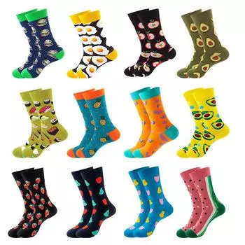 Носки-трубы с фруктовым принтом, мужские и женские носки, впитывающие пот и дезодорирующие, трендовые чулки One Size