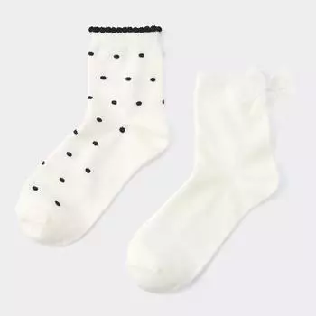 Носки унисекс GU by Uniqlo KIDS, 2P, с лентой в горошек