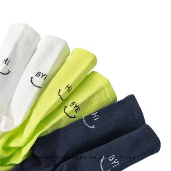 Носки унисекс из дышащего хлопка, спортивные, повседневные, повседневные, уличная мода, с буквенным принтом, новинка для мужчин и женщин темно-синий