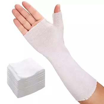 Носки Velpeau Splint для рук с эластичными компрессионными рукавами, тонкие трикотажные рукава для рук, подкладка для запястья, запястный бандаж с шипом для большого пальца, хлопковая марля под гипсом белый